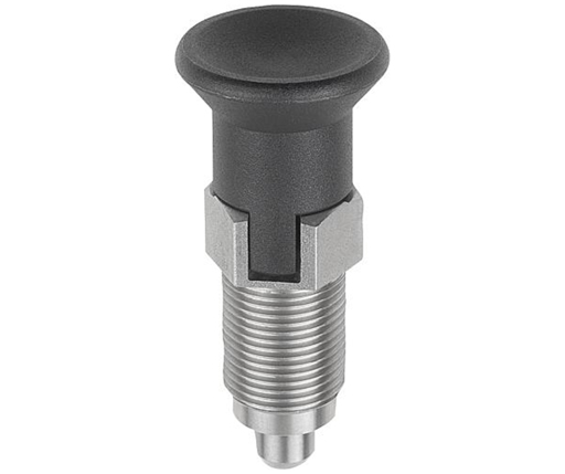 Indexing Plungers - SS Hand Retractable Plunger w/ Collar - Plastic Handle - Hardened Pin - Lockout - Metric (03089)
