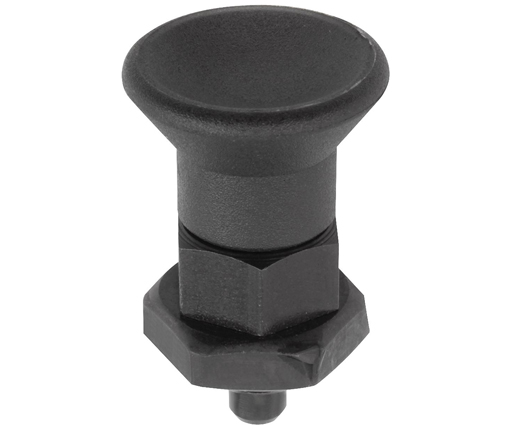 Indexing Plungers - Steel Hand Retractable Plunger - Plastic Knob - Short Body - Hardened Pin - Inch