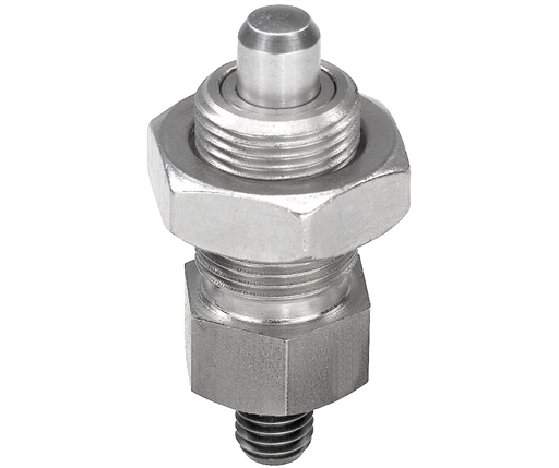 Indexing Plungers - Stainless Steel Hand Retractable Plunger - Threaded End - Hardened Pin - Jam Nut - Inch (03092)